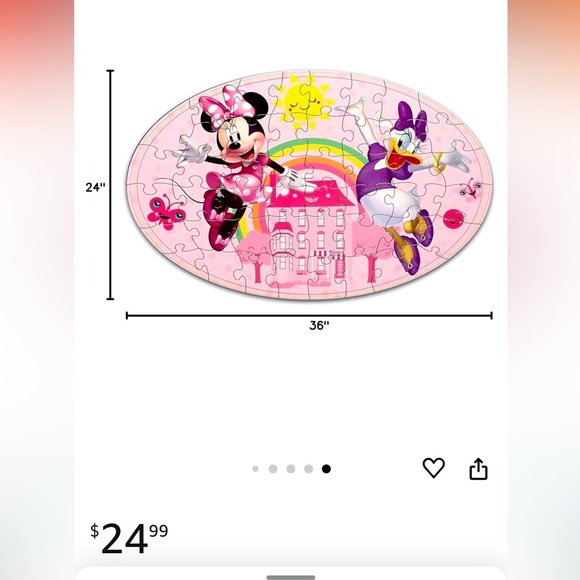 Disney 46pc Minnie Mouse floor puzzle with pink mini tote bag - Picture 5 of 5